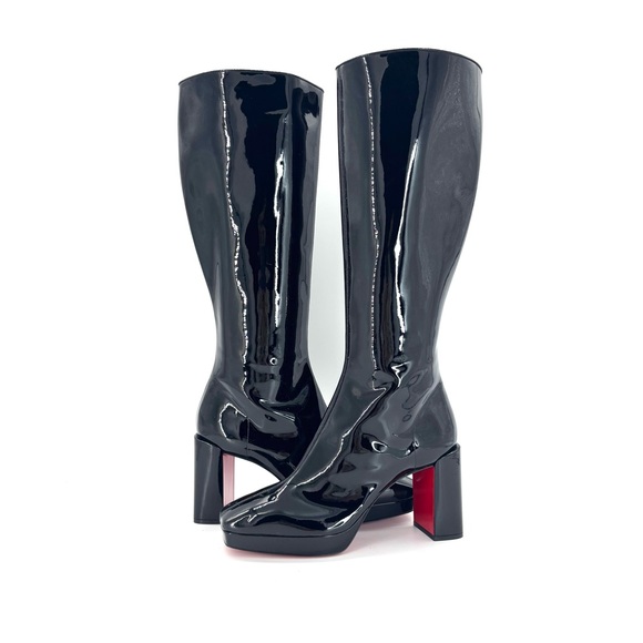 NEW Christian Louboutin Alleo 90 Patent Knee High Platform Boots 41 - Picture 2 of 9